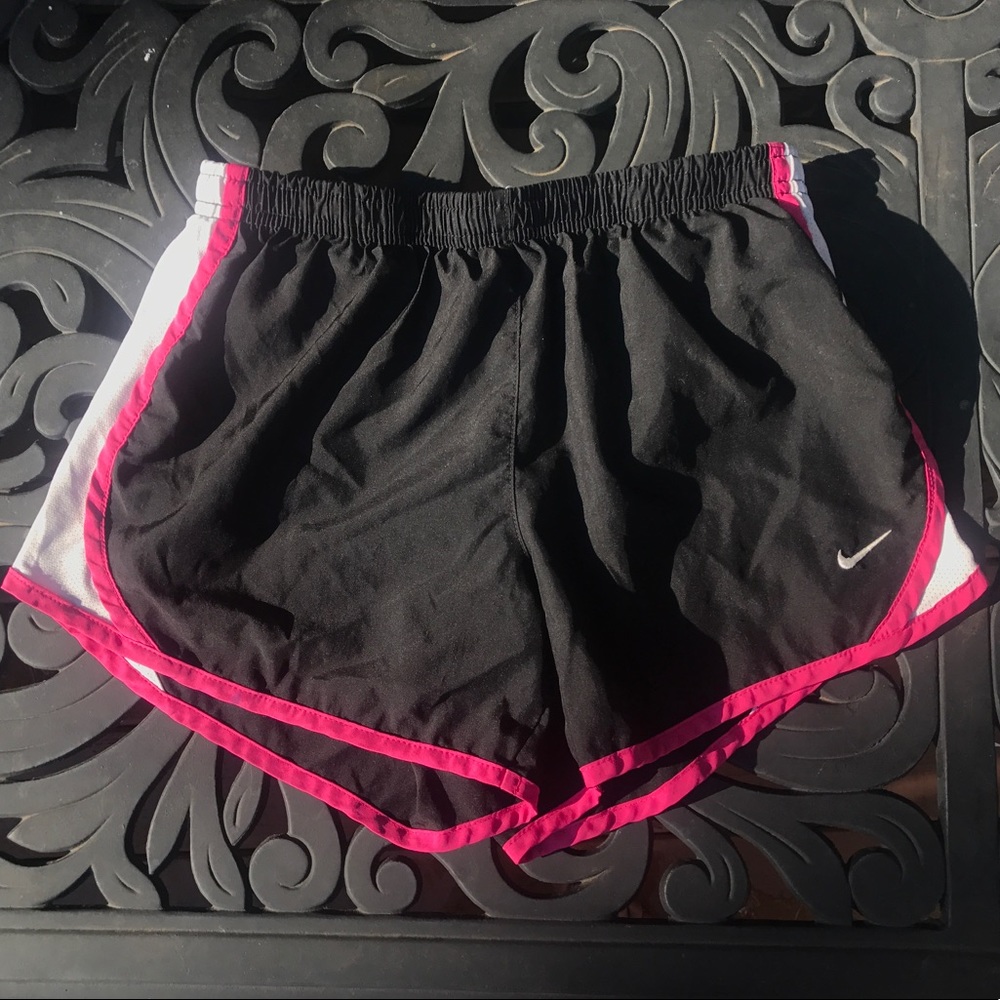 Nike Track shorts girls size large black and pink